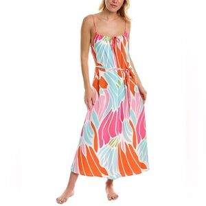 Natori Papillon Tropical Gown in Bright Coral Size S